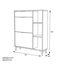 Mueble Zapatero de Entrada – 2 Puertas y 1 Cajón | Color Roble/Pizarra | 110 x 90 x 24,5 cm
