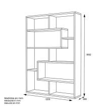 Estantería Geométrica Blanca para Salón con Múltiples Estantes – 169 x 120 x 28 cm (alto x ancho x fondo)