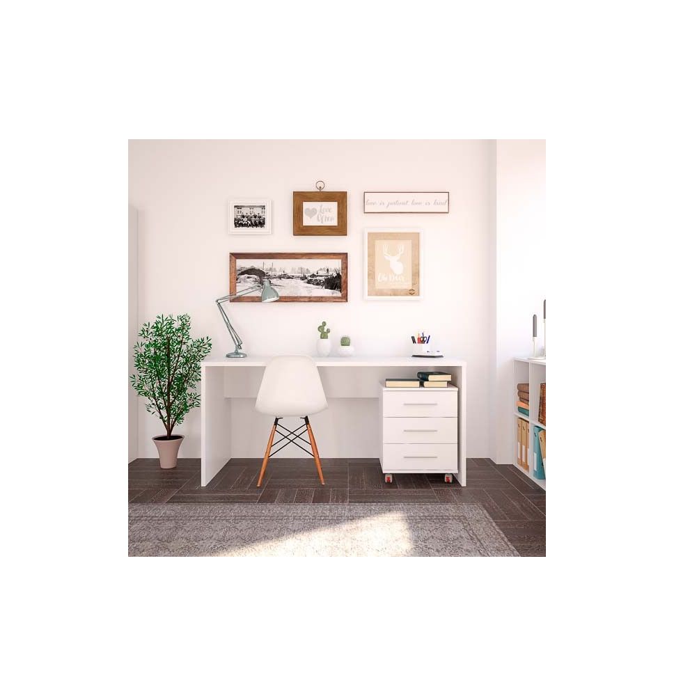 Mesa De Despacho Acabado Blanco 75 Cm(alto)160 Cm(ancho)68 Cm(fondo) , Color - Blanco