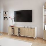 Mueble-Mesa Tv, Salón Comedor 4 Puertas, Armario Auxiliar