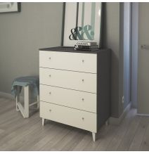 Cómoda con 4 Cajones, para Dormitorio, Acabado en Color Blanco, Medidas: 80 cm (Ancho) x 100 cm (Alto) x 48 cm (Fondo)