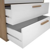 Cómoda con 4 Cajones, para Dormitorio, Acabado en Color Blanco y Roble