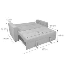 Sofá Cama 2 Plazas con Reposabrazos, Diseño Moderno y Elegante, Color Gris, 167x90x96,5 cm