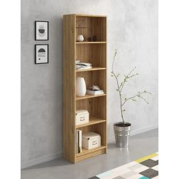 Meyvaser Librería Estantería con Cinco baldas en madera color Mauvella para salón 178,3x51,9x24,6 cm