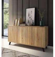 Meyvaser Aparador, Buffet, Salón Comedor 3 Puertas, Armario Auxiliar Color Mauvella-rayas, Medidas: 138 cm x 70 x 39,5.