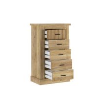 Pack de Muebles de Dormitorio Habitación con Cabecero, 2 Mesitas de Noche 3 Cajones y Sinfonier en Color Mauvella Rayas