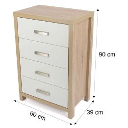 Sinfonier Dormitorio 4 Cajones Cambria Blanco 90cm - ¡Orden Perfecto!